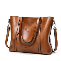 Brown Fashionable Soft Leather Women's Handbag, Large Capacity Shoulder &amp; Crossbody Tote, Casual Bucket Bag