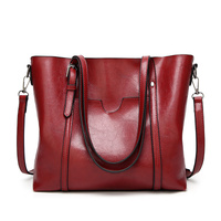 Red Fashionable Soft Leather Women's Handbag, Large Capacity Shoulder &amp; Crossbody Tote, Casual Bucket Bag