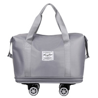 Grey Large Capacity Travel Bag with Expandable Design, Waterproof &amp; Wet-Dry Separation, 360° Spinner Wheels - Ideal for Students, Business, and Matern