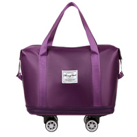 Dark Purple Large Capacity Travel Bag with Expandable Design, Waterproof &amp; Wet-Dry Separation, 360° Spinner Wheels - Ideal for Students, Business, and