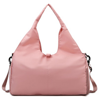 Pink Oxford Fabric Women&#39;s Shoulder Bag, Large Capacity Yoga &amp; Gym Bag with Separate Shoe Compartment - Stylish &amp; Functional Sport Bag