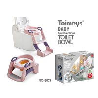 Pink Children&#39;s Toilet Trainer Seat - Foldable Potty Ladder with Color Box, Easy-to-Use Toilet Seat for Kids