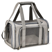 S Grey Portable Foldable Pet Carrier Bag - Large Capacity Travel Carrier for 2 Small Pets, Comfortable and Stylish Cat Backpack, Foldable &amp; Easy to Ca