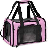 S Pink Portable Foldable Pet Carrier Bag - Large Capacity Travel Carrier for 2 Small Pets, Comfortable and Stylish Cat Backpack, Foldable &amp; Easy to Ca