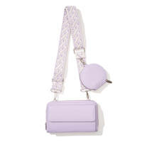 Light Purple 2-piece combination new mobile phone shoulder bag niche design one-shoulder messenger bag mobile phone bag multi-function wide shoulder s