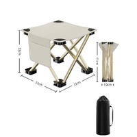 33*32cm White Outdoor Folding Stool - Lightweight Portable Picnic Chair, Fishing Chair, Camping Seat, and Collapsible Bench for Outdoor Activities