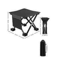 33*32cm Black Outdoor Folding Stool - Lightweight Portable Picnic Chair, Fishing Chair, Camping Seat, and Collapsible Bench for Outdoor Activities