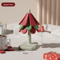 Square Base Red High temperature resistant table mat household teacup mat anti-scalding mat foldable insulation mat pot mat, insulation mat shelf Chri