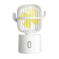 White Cactus-Shaped USB Rechargeable Fan - Creative Desktop Fan for Home &amp; Office with Adjustable Head for Cooling on the Go
