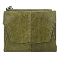 Olive Green Genuine Leather Women's Wallet - Multifunctional Coin &amp; Card Holder, Fashionable Card Box in Top-Grade Cowhide