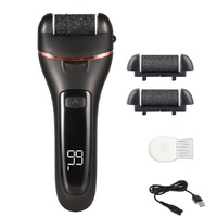 Black 3 Pcs Suit Electric Foot Callus Remover with LCD Display | Waterproof Pedicure Set | Dual-Speed Dead Skin Exfoliator for Smooth Feet