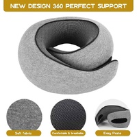 Light Gray Velcro Tape Memory Foam U-Shaped Neck Pillow - Snail Travel Cushion for Airplane, Office Nap, and Travel - Adjustable with Magnetic Therapy