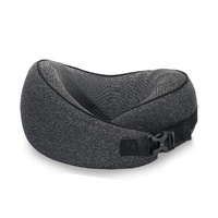 Dark Gray Buckle Tape Memory Foam U-Shaped Neck Pillow - Snail Travel Cushion for Airplane, Office Nap, and Travel - Adjustable with Magnetic Therapy 