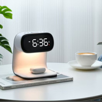 Smart Bedside Night Light with Alarm Clock &amp; Wireless Charging, Multifunctional LED Desk Lamp