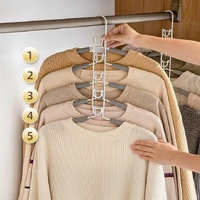 2 PCS Grey Adult Multi-Layer Foam Hanger, Detachable Non-Slip Clothes Rack, Space-Saving Wardrobe Organizer