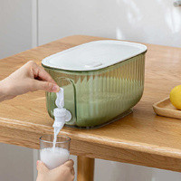Green 4 Liter Refrigerator Cold Drink Dispenser, Juice &amp; Fruit Infuser Water Pitcher, Spigot Beverage Container