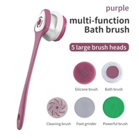Purple Electric Bath Brush &amp; Multi-Functional Massager - Long Handle Waterproof Body Cleansing Tool