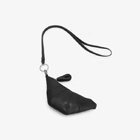 Black Cute Crossbody Coin Purse | Mini Croissant Design Shoulder Bag | Small PU Leather Portable Makeup &amp; Earphone Pouch