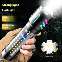 LED Rechargeable Laser Flashlight – Multifunctional Type-C Strong Light Torch with Adjustable Zoom