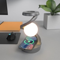 Black 360° Rotating Floating Night Light – Wireless Charging Table Lamp | 7-Color RGB Atmosphere Light | USB Rechargeable for Bedroom, Bedside, Desk, 