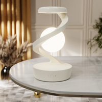 White 360° Rotating Floating Night Light - Wireless Charging Table Lamp | 7-Color RGB Atmosphere Light | USB Rechargeable for Bedroom, Bedside, Desk, 