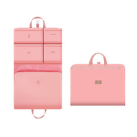 Dark Pink Travel Storage Organizer Bag - Multi-Compartment Lightweight Foldable Luggage Organizer for Clothes, Underwear, and Accessories - Portable a