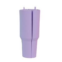 Purple 40oz Silicone Dual-Chamber Cup Separator - Food-Grade Drink Divider, Cold Drink Mug with Separate Compartments, BPA-Free Silicone Liner for Bev