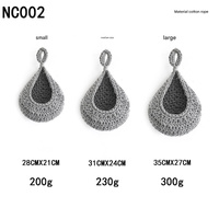 Grey 3-Piece Wall-Mounted Cotton Rope Storage Baskets – Large, Medium, and Small Hand-Woven Fruit/Vegetable/Storage Nets (Large weight 300g, Medium we