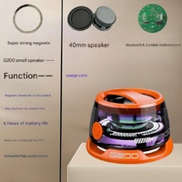 Orange Portable Mini Bluetooth Speaker with Magnetic Base, High-Quality Bass and Surround Sound, Colorful Ambient Lighting, USB Rechargeable, 6-Hour B
