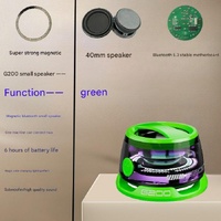 Green Portable Mini Bluetooth Speaker with Magnetic Base, High-Quality Bass and Surround Sound, Colorful Ambient Lighting, USB Rechargeable, 6-Hour Ba