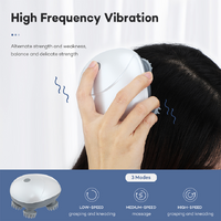 Silver Mini Electric Head Massager - Portable 3D Massage Device, Waterproof, Multifunctional Relaxation &amp; Pet Care, Rechargeable, 6 Techniques &amp; 3 Mod