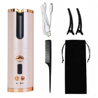 Pink Automatic Hair Curler - USB Rechargeable, Safe and Portable Curling Iron for Quick Styling, Anti-Scald Design, Compact and Lightweight