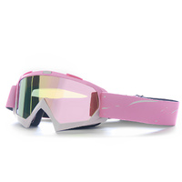 Progressive Pink + Rose Pink Lenses Outdoor Protective Motorcycle Goggles – Windproof, Dustproof, Skiing, and Cycling Eyewear – Lightweight Anti-Fog D