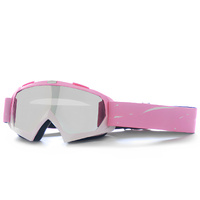 Progressive Pink + Silver Lenses Outdoor Protective Motorcycle Goggles - Windproof, Dustproof, Skiing, and Cycling Eyewear - Lightweight Anti-Fog Desi