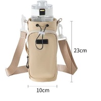 Yellow Portable Outdoor Water Bottle Holder Bag with Adjustable Shoulder Strap, Nylon Waterproof Material, 121g Lightweight, 23cm Height for Travel an