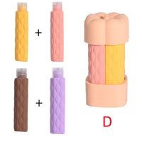 Pink Combination Travel Silicone Refillable Bottles Set - 4-in-1 Portable Containers for Shampoo and Shower Gel, TPR+PE Material, Compact and Leak-Pro