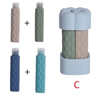 Blue Combination Travel Silicone Refillable Bottles Set - 4-in-1 Portable Containers for Shampoo and Shower Gel, TPR+PE Material, Compact and Leak-Pro