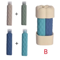 Off White Combination Travel Silicone Refillable Bottles Set - 4-in-1 Portable Containers for Shampoo and Shower Gel, TPR+PE Material, Compact and Lea