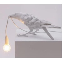 White Bird Sitting Shape Nordic Resin Bird Wall Lamp - Creative Animal Bedside Decorative USB Night Light, Stylish Bird Perched Lamp for Bedroom and L