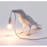 White Bird Standing Shape Nordic Resin Bird Wall Lamp - Creative Animal Bedside Decorative USB Night Light, Stylish Bird Perched Lamp for Bedroom and 