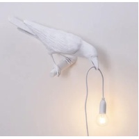 White Bird Left Wall Lamp Nordic Resin Bird Wall Lamp - Creative Animal Bedside Decorative USB Night Light, Stylish Bird Perched Lamp for Bedroom and 