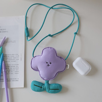 Purple Mini Crossbody Coin Purse &amp; Earphone Pouch - Adorable Floral Design, Small Bag for Lipsticks, Lightweight Travel Essentials