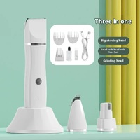White 4-in-1 Pet Grooming Electric Clippers - Professional Rechargeable Trimmer for Dogs &amp; Cats, Paw, Fur, Nail, and Ear Care | Compact Design,