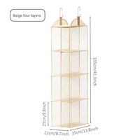 Off White Hanging Dustproof Storage Bag - Multi-Layer Organizer for Bags, Clothes &amp; Accessories, 4-Tier Non-Woven Fabric