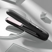 Black Wireless Rechargeable Hair Straightener with 5000mAh Battery - Portable Design &amp; Adjustable Temperature