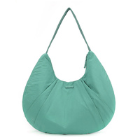 Green Waterproof Nylon Lightweight Tote Shoulder Bag - Stylish and Spacious for Daily Commute and Outdoor Activities