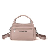 Pink Waterproof Nylon Crossbody Bag - Lightweight and Adjustable Strap Shoulder Bag for Women