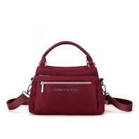 Red Waterproof Nylon Crossbody Bag - Lightweight and Adjustable Strap Shoulder Bag for Women