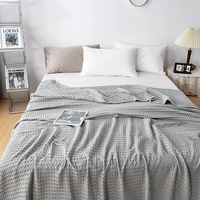 Cotton Waffle Blanket - Air Conditioning Blanket/Throw/Summer Quilt, 100*152cm,Gray