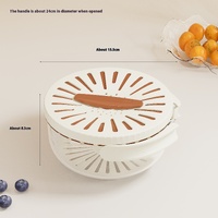2PCS Brown Double-Layer Fruit and Vegetable Drain Basket - Multifunctional Collapsible Kitchen Strainer with Handle for Washing and Storage